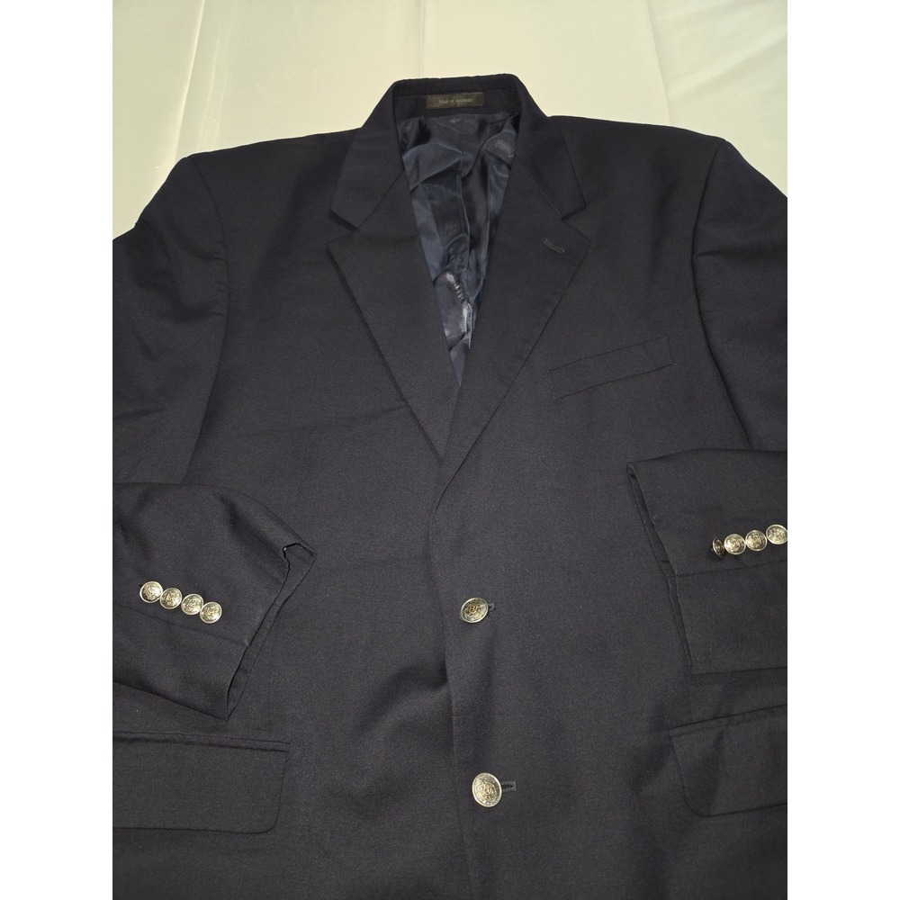 Michael Kors Mens Navy Blue 100% Wool Crest Button Blazer Jacket 46R - Picture 4 of 14